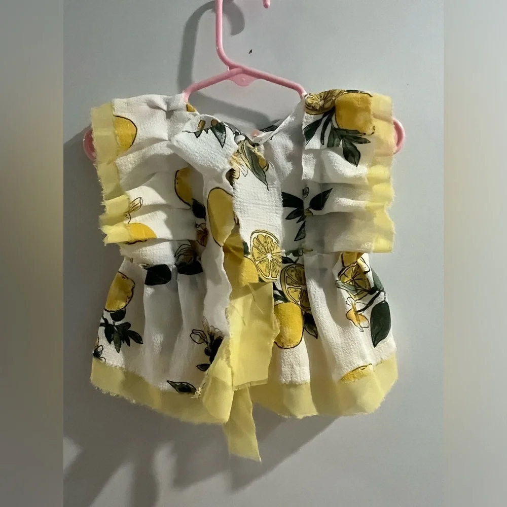 Yellow Lemon Print Bow Front Baby/Toddler Top